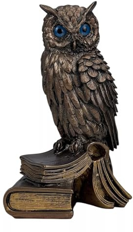 Statue Eule der Göttin Athene Symbol der Weisheit Bildung, Bronze-Effekt