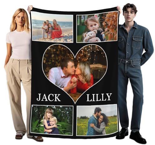 Naispanda Personalisierte Decke,Decke mit Foto Personalisiert Decke mit Foto, Super Weich Flanell Collage Kuscheldecke Geschenke für Vater, Kuscheldecke Flauschig Fleecedecke Weich Warm Wohndecke