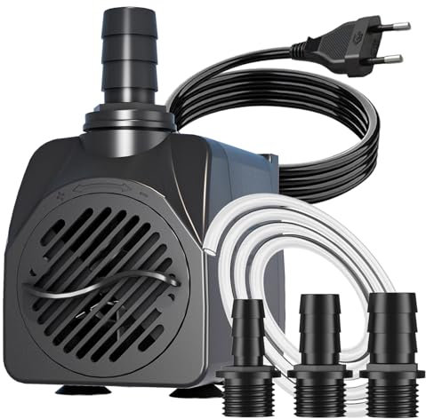 Pompe à Eau Submersible 25 W 1500 L/h, Arrêt Automatique en Cas de Faible Niveau d'Eau, Protection Contre la Surchauffe, Fonction Ultra Silencieuse, Avec Câble de 1,8m pour Fontaines et Hydroponie