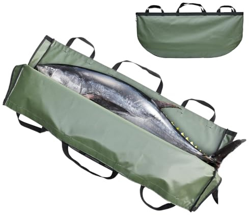 Qkbuza Isolerad fiskväska, fisktransportbehållare | Saltvattenfiskeväska med kapacitet | Återanvändbar fiskeutrustning, utomhus fisketillbehör, Armégrönt, Se référer au descriptif, Se