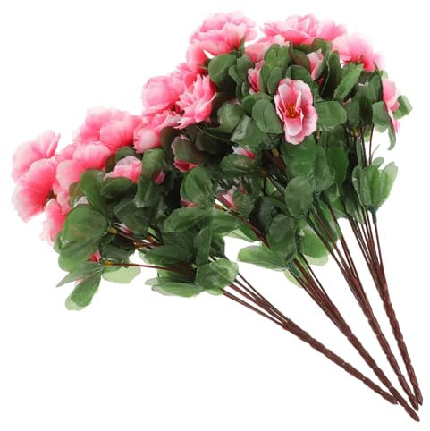 MUCKLILY 4pièces Rhododendron Rose Artificiel Fleur Décoration Fond Fleurs Artificielles Maison Jardin Intérieur Extérieur
