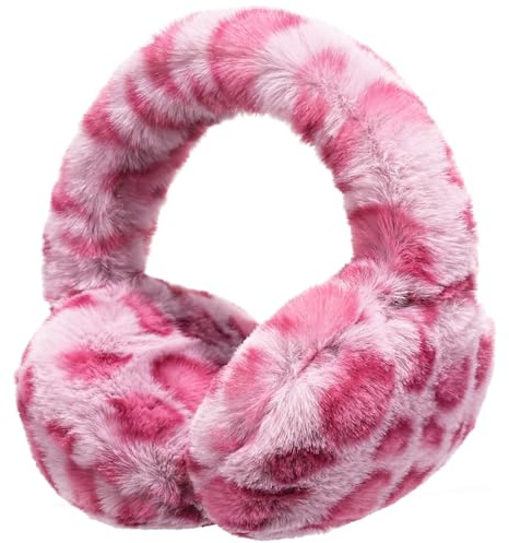 SUNBORRY Winter Ohrenschützer für Damen, Faltbar, Verstellbar, Warm, Atmungsaktiv, Plüsch Ohrwärmer mit Leopardenmuster