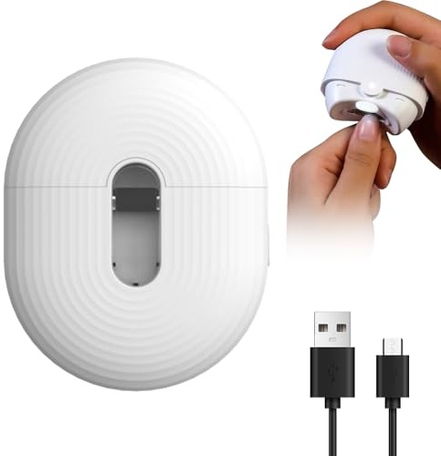 Coupe Ongles Électrique, 2025 Nouveau 2 en 1 Coupe-ongles Automatique Portable avec Lumière, Coupe Ongles & Lime Électrique, Rechargeable USB, Pour Bébés, Adultes, Personnes Âgées (Blanc)