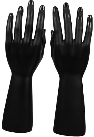 SAFIGLE Manichino Mani di Vinile Nero 2pezzi Porta Anelli Multifunzionale Supporto Decorativo Delicato per Esposizioni in Negozi di Abbigliamento