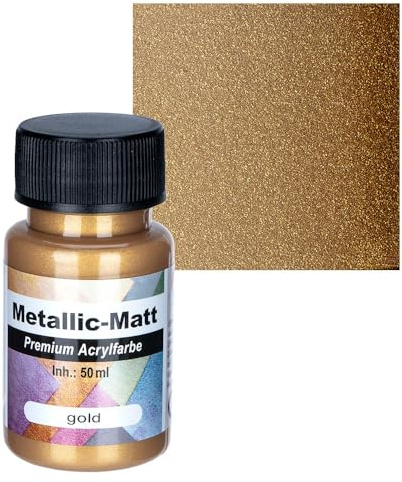 Ideen mit Herz Premium Acrylfarbe Metallic-Matt | deckende, matte Farbe mit Metallic-Effekt | auf Wasserbasis | 50 ml (gold)