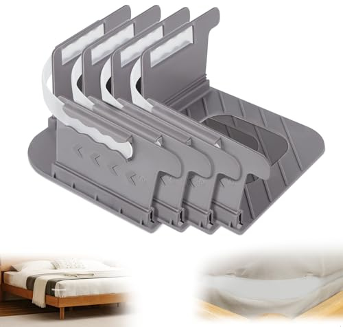 gexuamz Bettlakenhalter Bettlaken Spanner, 4 Stück Abnehmbares Bettlakenspanner mit Verschlussstreifen, Spannbettlaken Halter Gegen Verrutschen für Alle Größe Matratze, Decken, Bettwäsche, Grau