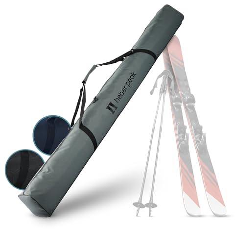 Heber Peak – Skitasche wasserfest CedarHe. Ski Bag Basic – Skisack 200 cm für 1 Paar Ski & Stöcke – Skihülle robust & wetterfest, mit Zwei-Wege-Reißverschluss & gepolstertem Tragegriff
