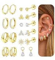 MILACOLATO 10 Pares Piercing Oreja Pendientes Acero Inoxidable Mujer Dorados Hipoalergenicos Piercing Tragus Helix Pequeños Aros Acero Inoxidable Cartílago Piercings Oreja Pendientes Mujer Oro-AG