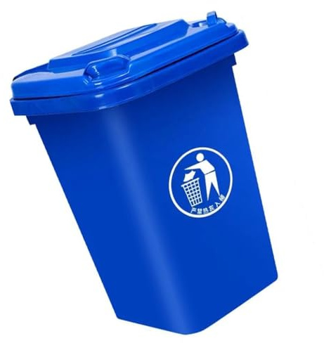 Contenedor Basura Resistente 50L 100L 120L Grande Exteriores Con Ruedas Tapa For Porche Patio Trasero Terraza Jardín(Blue,50L)