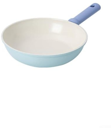 Non- Frying Pan for Home Kitchen, 20 cm/24 cm/26 cm Blue Coated Wrought Iron Flat Bottom Cooking Pan for Frying and Stir-Frying, 1-Piece(A)