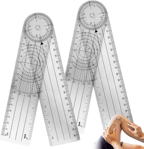 2 Stücke Winkelmesser Goniometer Physiotherapie 360° PVC Medizinischer Winkelmesser Transparenter Gelenkmesser 14 Zoll Spinal Lineal Winkellineal für Physiotherapie, Sporttherapie