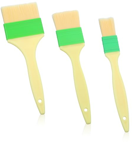 3 Stück Backpinsel zum Backen, Naturborstenpinsel Kochfett Pinsel Küche Pastry Brush Set für Kochen, Butterverstreichen Grillen Sauce Marinade Backen Grillen und Ölverteilen