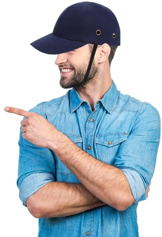 IWOWHERO Leichte Baseballmütze mit Stoßfestem Kopfschutz und ABS Hartschale Verstellbare Schutzkappe Geeignet für Arbeitsschutz und Freizeit Unisex