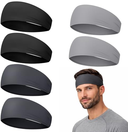6 fasce per il sudore sulla fronte, unisex, elastiche per lo sport, traspiranti, antiscivolo, sottili, per la corsa, il fitness (3 colori)