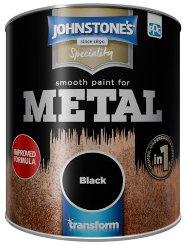 Johnstone's - Paint Durable Finish - Black - 0.75L | interior & exterior use, quick drying, non-drip formula, low odour, water-based, long-lasting protection