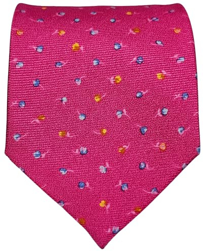 Angelo Villonce Corbata Floral Hombre de Seda 100% Italiana - Elegante para Boda, Fiesta, Oficina, Traje y Eventos (Rosa fucsia, Pala 9 cm)