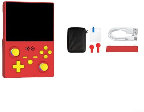 Consola de juegos de mano con pantalla IPS HD de 4.5 pulgadas, más de 18000 juegos clásicos, CPU de doble núcleo y joystick desmontable (rojo)