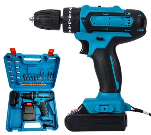 Trapano da 21 V, ricaricabile, alimentato a batteria, potente | Trapano avvitatore a batteria senza fili per pareti cave, cartongesso, metallo, legno duro, pietra e