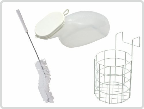 Urinflaschen-Set für Frauen, mit Urinflasche mit Deckel und Urinflaschenhalter, rund