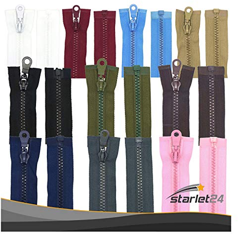 Starlet24® Reißverschluss Kunststoff 5mm grob teilbar, Reißverschlüsse Plastik-Zähne für Jacken & Taschen - Schwarz 65 cm