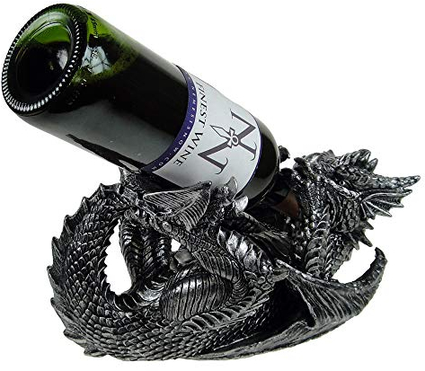 Nemesis Now Guzzlers Weinflaschenhalter Drache, 32 cm, Schwarz