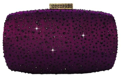 Boutique De FGG Damen Abendhandtaschen Hochzeit Party Kristall Clutch Handtaschen Diamant Strass Braut Clutch Taschen,Mini,Lila