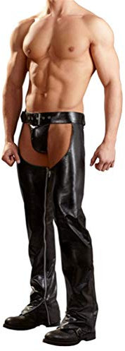 YouYaYaZ Herren Strumpfhosen Wetlook Glanz Lack-Optik Leggings Hosen Unterwäsche Ouvert-Pants (Schwarz,xl)