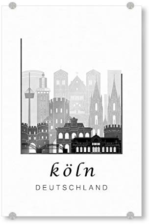 artboxONE Acrylglasbild 45x30 cm Städte/Köln Cologne Skyline Black & White - Bild Cologne Cityscape Cologne