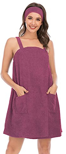 Verve Jelly Women Bath Wrap Towel For Spa Shower Adjustable Robe Bath Shower Cover Up Dressing Gown With Facial Headband Pocket