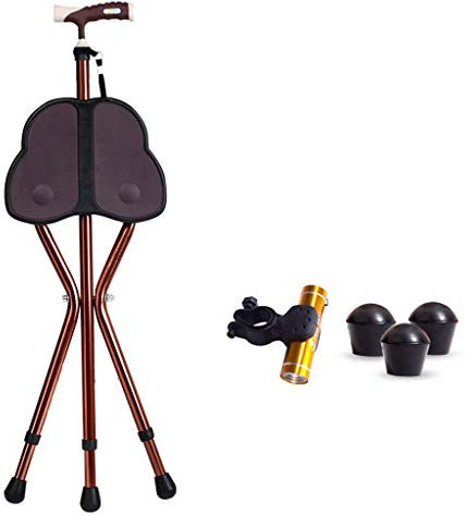 Stick Seat Klapphocker für Senioren mit Behinderung/Aluminiumlegierung Höhenverstellbar 83-93 cm Statische Belastung 200 kg, Silber, Modell 1 [Energieklasse A]