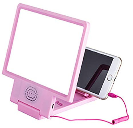 3D Phone Screen Magnifier,8.5 Portable Mobile Phone Amplifier with Foldable Stand,HD Projector Magnifing Screen Enlarger for Movies,Videos,and Gaming (Color : Pink, Size : 8.5 inches)