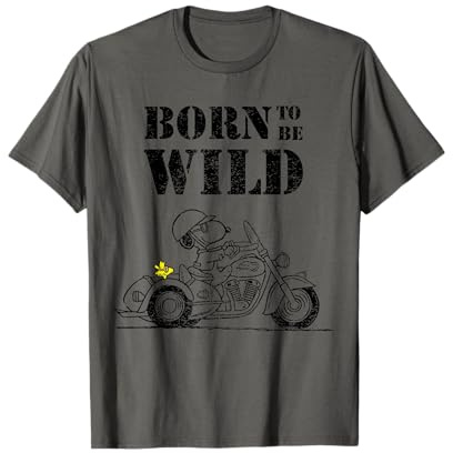 Peanuts Snoopy Sketch Born Wild Moto Fan de bande dessinée T-Shirt