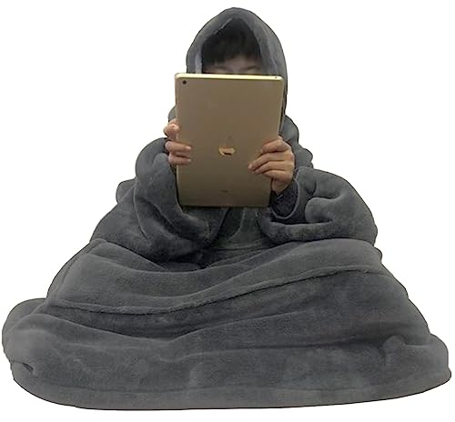 C Hello Cloud Överdimensionerad huvtröja, bärbar filt tröja, ultramjuk sherpa fleece bekväm gosa hoodie, lätt fluffig jumper vändbar, en storlek för alla kvinnor män