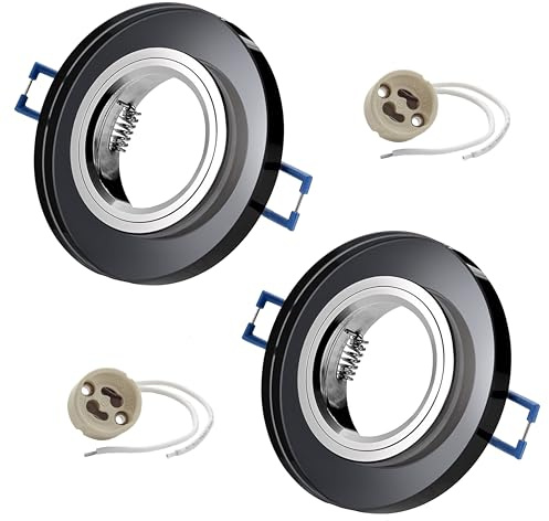 Sweet Led 2x Spots Encastrables Inclus Douille GU10 230V IP20 Cadres de Luminaires Encastrés, Éclairage de Meubles, Spot Encastré - Rond, Noir