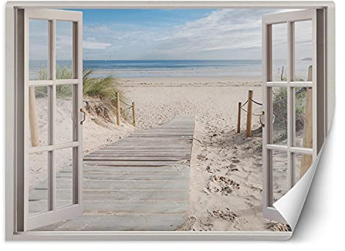 Feeby - 3d Tapete - Fensterblick - 210x150 cm, Fototapete Schlafzimmer - Deko Wohnzimmer - Wallpaper - Wand Deko - Wandtapete XXL - Tapete - Wanddeko - Vliestapete - Landschaft