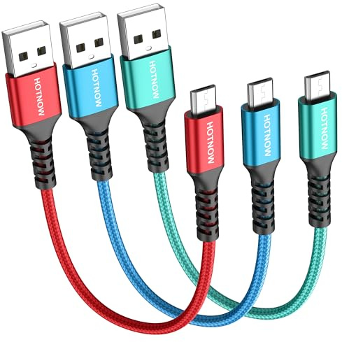 HOTNOW Kurzes Micro-USB-Kabel 30cm 3 Stück, 0,3 m Android Ladekabel Nylon geflochten Schnellladekabel für Samsung Galaxy S7 S6 S7 Rand S5, Hinweis 5, PS4, Power Bank | USB 2.0 Micro-USB-Kabel zur Datensynchronisation für PS4 Xbox One, Kindle, Galaxy S7 S6 J7 J3, Redmi Note 5 4.