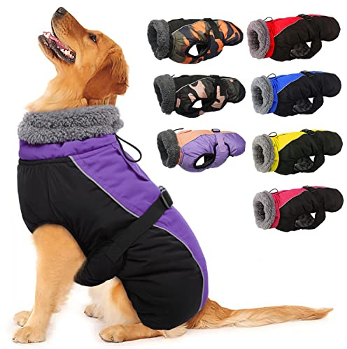 IECOii Extra Warm & Reflective Dog Jacket - Fleece Turtleneck Winter Coat - Adjustable Buckles - Small to Extra Large - Perfect for Cold Weather