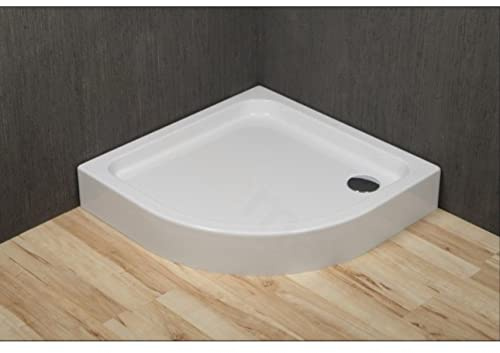 ECOLAM® stabile Duschwanne Duschtasse Grando Plus Viertelkreis 80x80 x 17 cm Tiefe 7 cm R55 Acryl weiß Styroporunterseite + Siphon