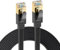 Elfcam® - 12m CAT7 Cable de Red Ethernet, Cable Plano Cat 7 STP 100% Cobre 32AWG, Cable Ethernet Network LAN 10G/s con Conector RJ45, Color Negro, 12m