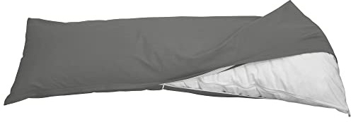 Seitenschläferkissen SET 40x200 cm mit Kissenbezug Anthrazit