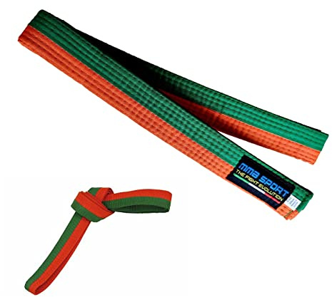 mmasport Karate Belt Judo Aikido Taekwondo kampsport i bomull (280 cm, orange/grön)