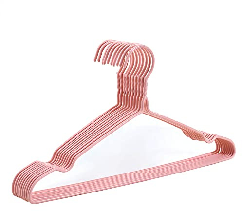 Decohomeforu 10 Stück Draht-Kleiderbügel, strapazierfähig, langlebig, Kleiderbügel, leicht, schlank, platzsparend, Wäschebügel, rutschfeste Kleiderbügel, Anzughemd, Hosenbügel, rosa Kleiderbügel