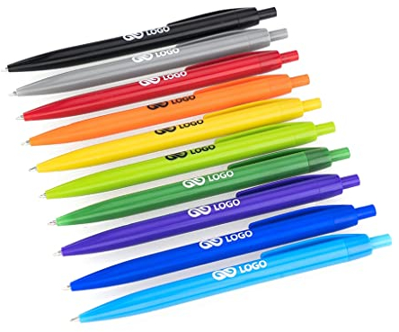 100x Kugelschreiber Sascha Color personalisiert |10 Farben, Druckkugelschreiber mit Clip, ideal als Werbeartikel für Messen, Kunden & Events