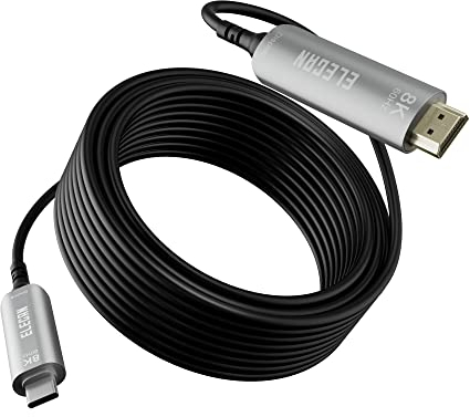 Elecan 8K Glasfaser-USB-C-auf-HDMI-Kabel, 1.5 m, 8 K @ 60 Hz, aktives optisches USB 3.1 Typ-C auf HDMI 2.1 Kabel, kompatibel Thunderbolt 3/4 für Galaxy MacBook Pro/Air iPad Pro Surface Dell HP