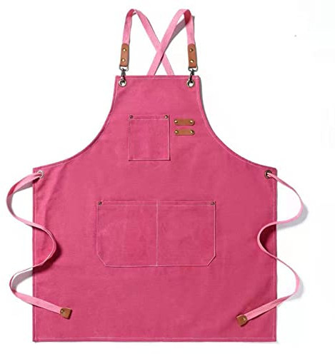 BATTTX Arbeitsschürze Herren,Robuste Werkzeugschürze for Männer, Arbeitsschürze Mit Werkzeugtaschen for Küche, Garten, Keramik, Werkstatt, Garage Und Mehr (Color : Pink, Size : XL)