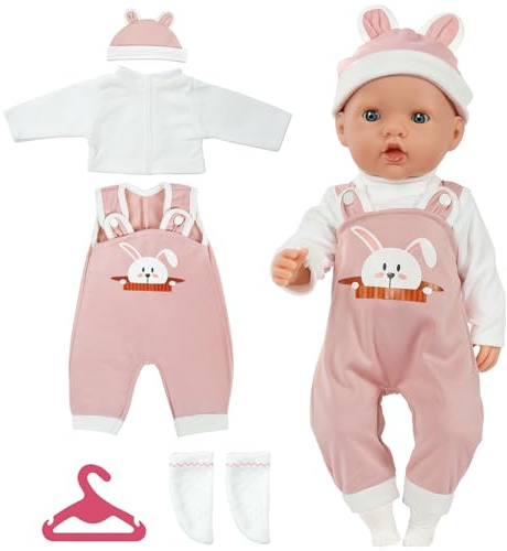 Aolso Vêtements De Poupée, Poupée Accessoires pour Poupées Vêtements De Poupée 14-18, Taille 35 - 45 Cm pour Poupées-poupée Non Incluse (Salopette - Lapin)