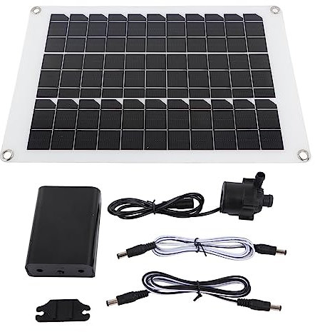 Kit Pompa Acqua Solare 20W, Pompa Sommersa con Portata Regolabile e Pannello Solare 20W, Fontana a Energia Solare per Laghetto, Coltura Acquacoltura