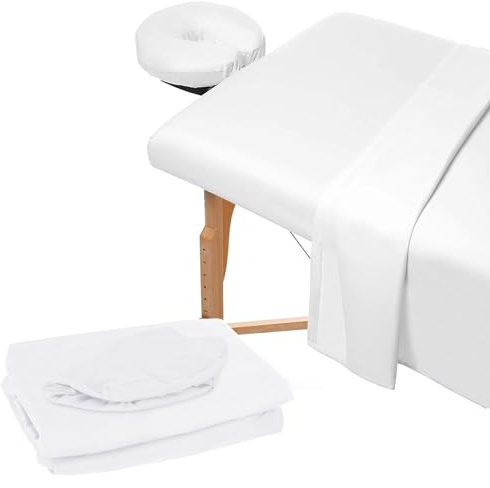 3-teiliges Mikrofaser-Massagetischlaken, Flacher Massagetischbezug, inklusive Massagetischbezug, Spannbettlaken, Gesichtswiegenbezüge, für Schönheitssalon, Spa (Weiß)