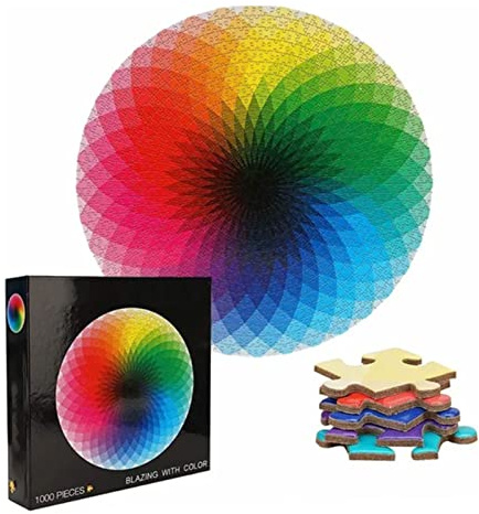 RXMORI 1000 Pieces Rainbow Round Puzzle for Adults, Colour Gradient Jigsaw Puzzle, 67.5cm/26.57in 2mm Cardboard Puzzle, Family Game Stress Reliever Difficult Challenge Puzzle for Adults Kids