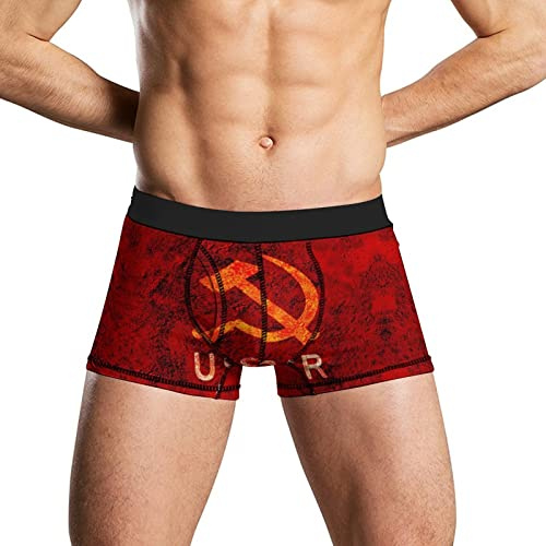 FWJZDSP Boxer Intimo da Uomo con Stella Simbolo dell'URSS, Falce e Martello, morbide Mutande Traspiranti Che Non Si sollevano